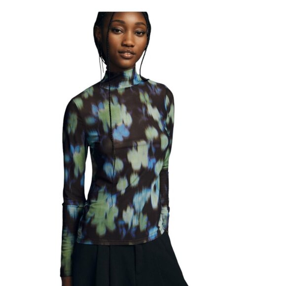 Anthropologie Mesh Turtleneck Long Sleeve Sheer Top, Layering, Size Large, NWT - Picture 5 of 10